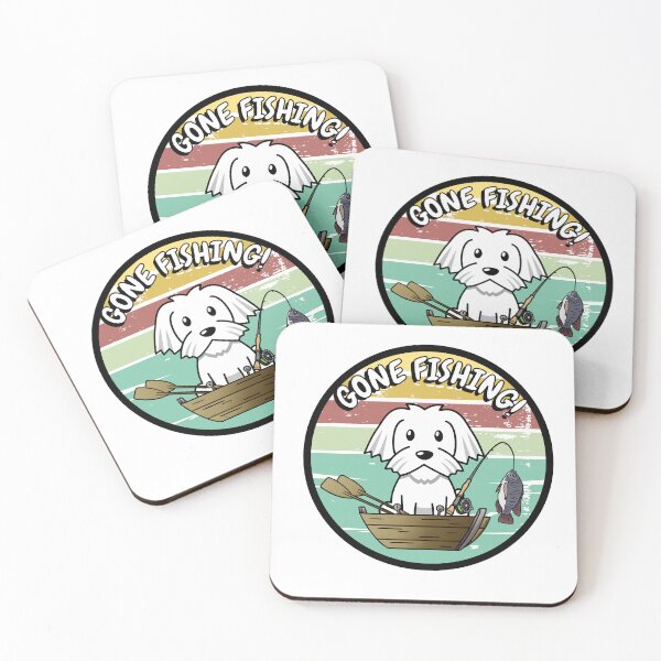 Item preview, Cute White dog has gone fishing designed and sold by Pet Station.