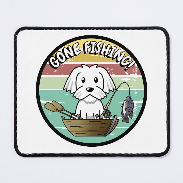 Item preview, Cute White dog has gone fishing designed and sold by Pet Station.