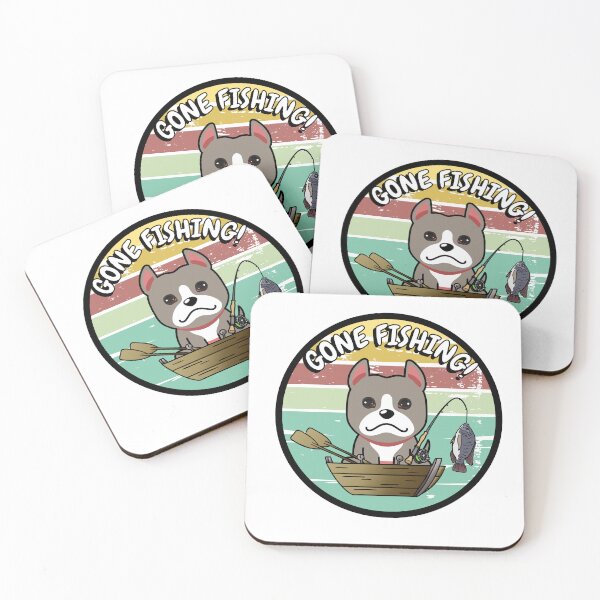 Item preview, Cute grey dog has gone fishing designed and sold by Pet Station.