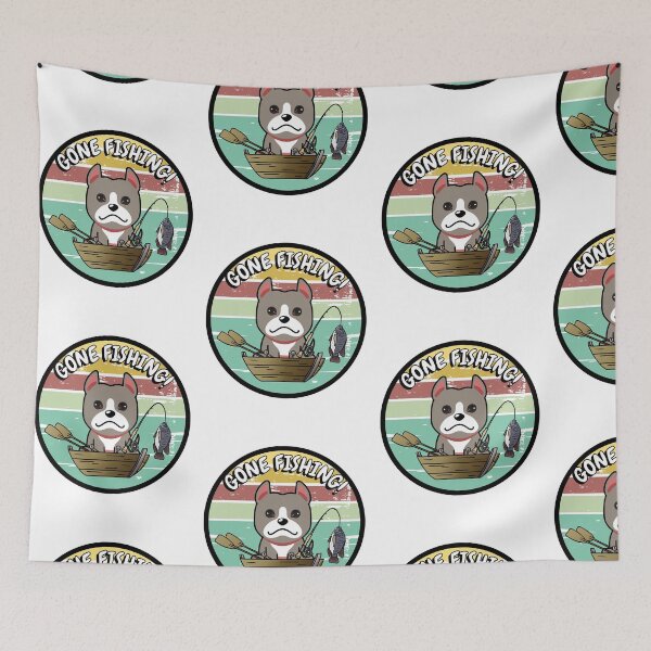 Item preview, Cute grey dog has gone fishing designed and sold by Pet Station.