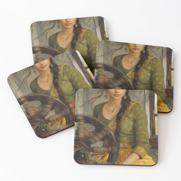 Item preview, Indian woman spinning silk designed and sold by Rockwpapart.