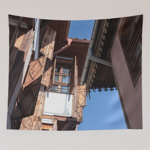 Item preview, Kissing Houses with Typical Oriel Windows in Old Town Plovdiv Bulgaria designed and sold by Georgia Mizuleva.