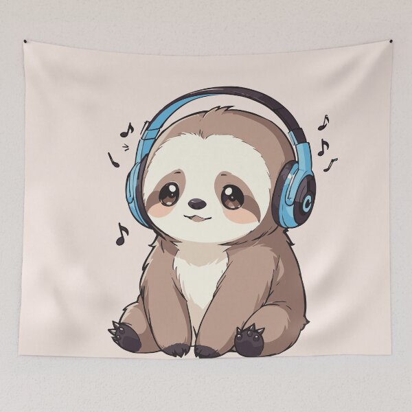 Item preview, Kawaii Cute Sloth Listening To Music designed and sold by Atlantico54.