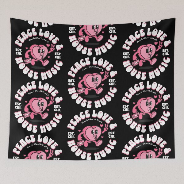 Item preview, HOUSE MUSIC  - Peace Love Happy Heart (White)  designed and sold by Discothreadz.