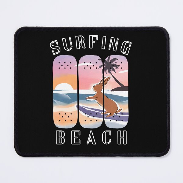 Item preview, Surfing Beach Rabbit Rides Board On Wave With Palm Tree Sunset designed and sold by MyEpicSquare.