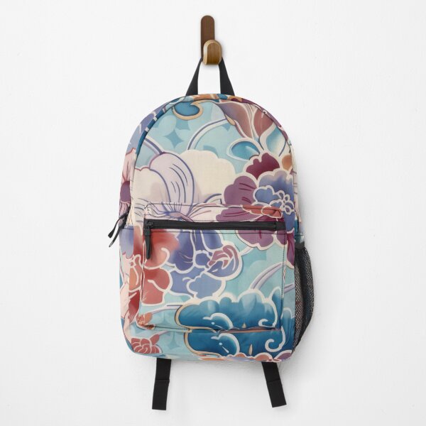 Item preview, Japanese Floral design with blues, oranges and maroon colours designed and sold by PrettyPinkSkies.