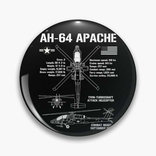 Item preview, AH-64 Apache Attack Helicopter Specs Military Aircraft AH64 Gear designed and sold by DynamicDesign.