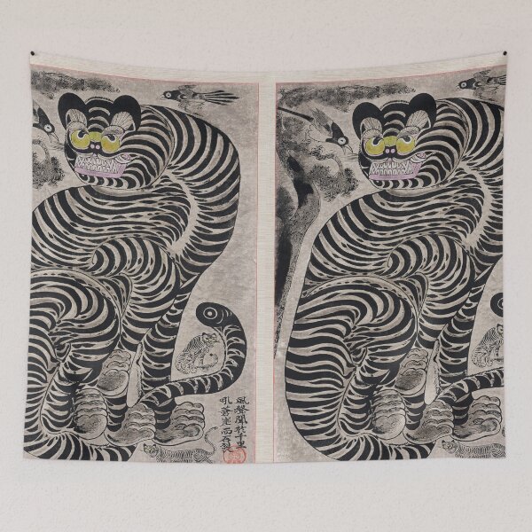 Item preview, Talismanic tiger (20th century) vintage Japanese painting. designed and sold by TheHappyK.