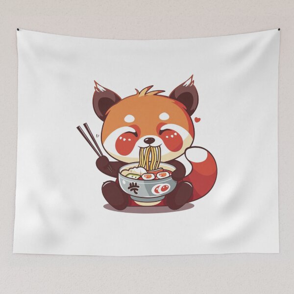 Item preview, Cute Red Panda eating ramen designed and sold by MilkyBerryShop.
