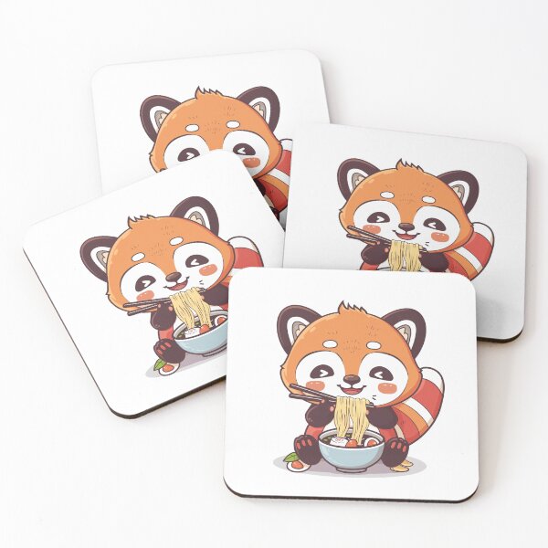 Item preview, Cute Red Panda eating ramen designed and sold by MilkyBerryShop.