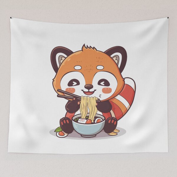 Item preview, Cute Red Panda eating ramen designed and sold by MilkyBerryShop.