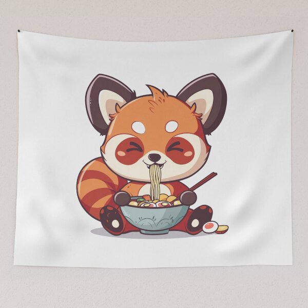 Item preview, Cute Red Panda eating ramen designed and sold by MilkyBerryShop.
