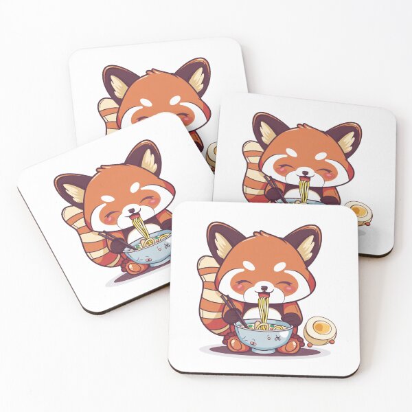 Item preview, Kawaii Red Panda eating ramen designed and sold by MilkyBerryShop.