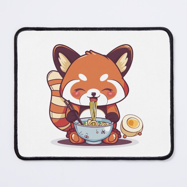 Item preview, Kawaii Red Panda eating ramen designed and sold by MilkyBerryShop.
