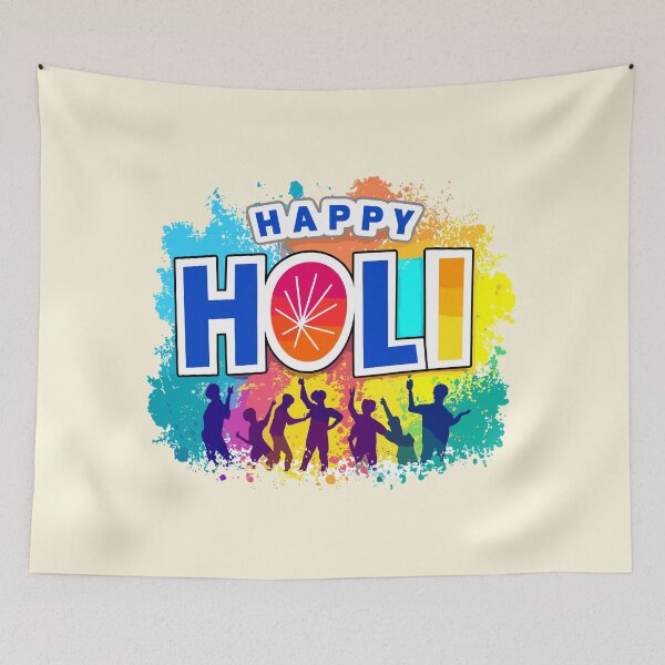 Item preview, Festival Fervor: 'Happy Holi' with Dancing Silhouettes and Color Explosion designed and sold by FEBRICAST.