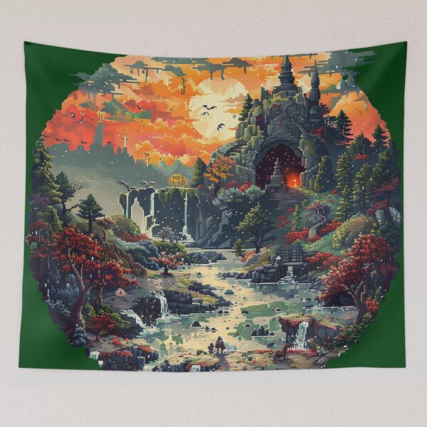 Item preview, Pixelated Adventure: Hero's Quest Landscape designed and sold by Ace Apparel  Attire.