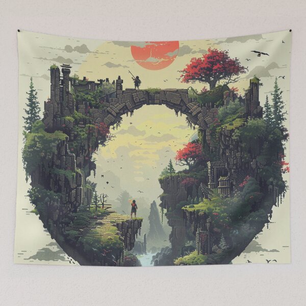 Item preview, Questing Pixels: Retro Hero's Landscape Adventure designed and sold by Ace Apparel  Attire.