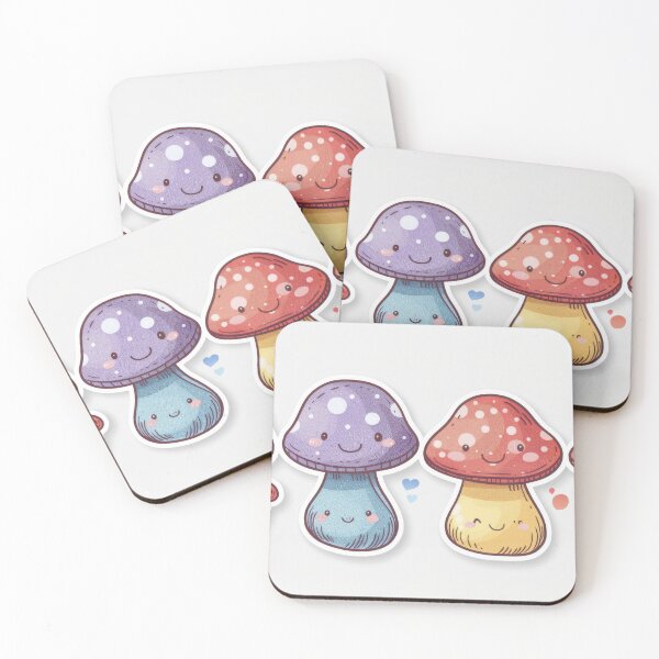 Item preview, Adorable stickers of cute, smiling kawaii mushroom characters, ai generated designed and sold by rajeshbac.