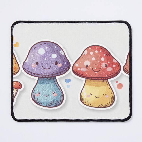 Item preview, Adorable stickers of cute, smiling kawaii mushroom characters, ai generated designed and sold by rajeshbac.