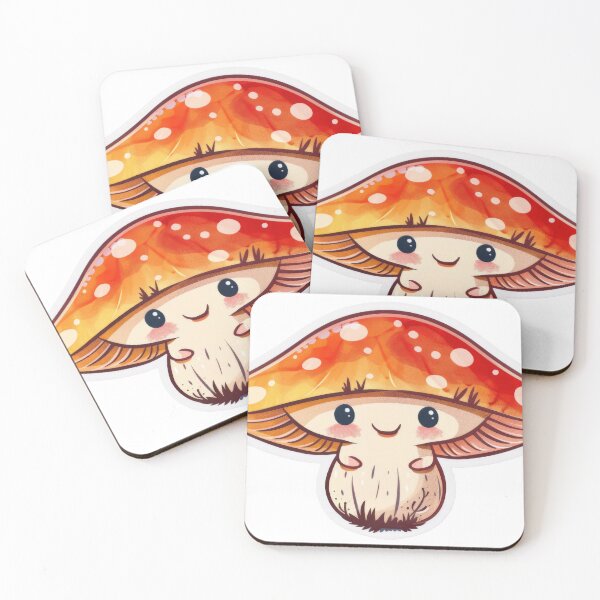 Item preview, Adorable stickers of cute, smiling kawaii mushroom characters, ai generated designed and sold by rajeshbac.