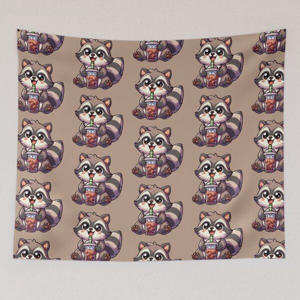Item preview, Cute Racoon Driking Bubble Tea Clipart, Racoon Clipart, Cute Animals designed and sold by SnuggleSafari.