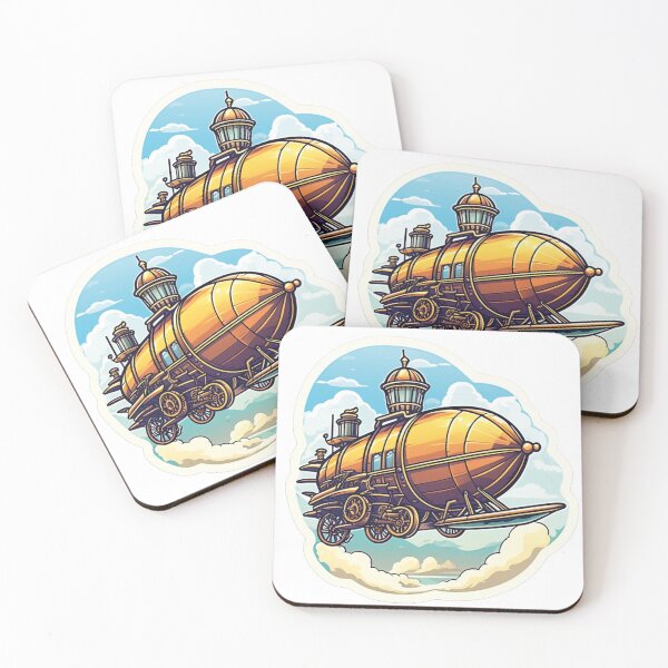 Item preview, Retro Futuristic Golden Steampunk Airship designed and sold by Ink-Kreativ.
