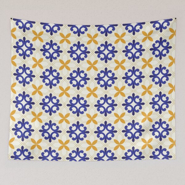 Item preview, Classic blue and yellow ornament pattern designed and sold by PeachyLitchi.