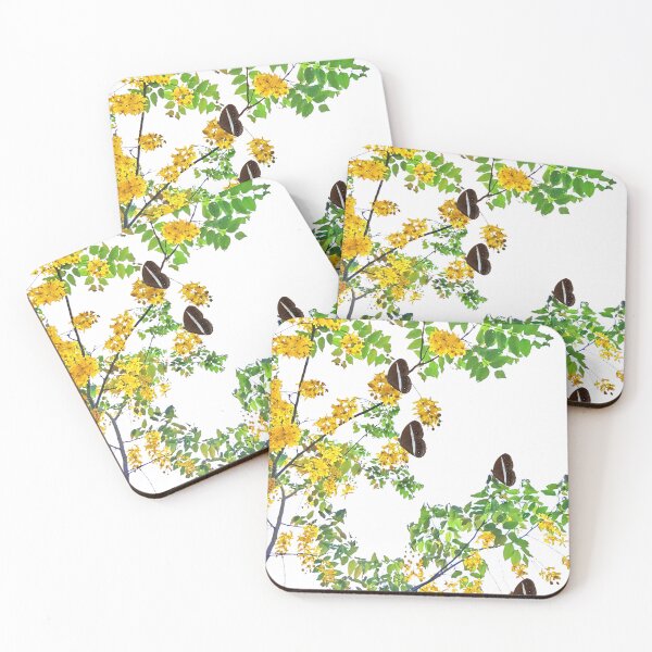 Item preview, Spring is here! Cassia fistula/golden shower flowers and butterflies designed and sold by VeenaNair23.