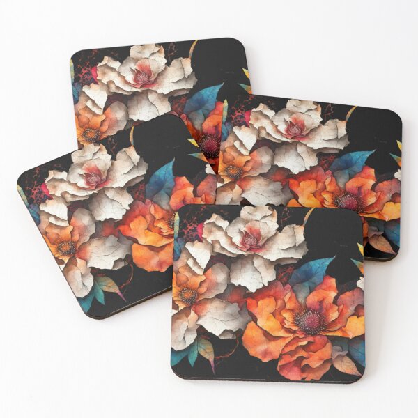 Item preview, Mixed media collage featuring floral sketches on cracked paper  designed and sold by aipaint.