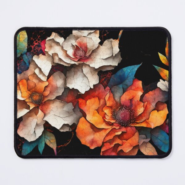 Item preview, Mixed media collage featuring floral sketches on cracked paper designed and sold by aipaint.