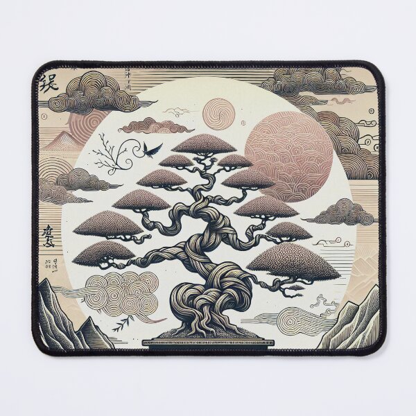 Item preview, Vintage Asian Antique Print of a Japanese Bonsai Tree designed and sold by HippieFarms11.