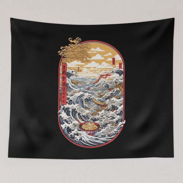 Item preview, Ukiyo-E wave Japanese ramen noodle soups designed and sold by LuminOrb.