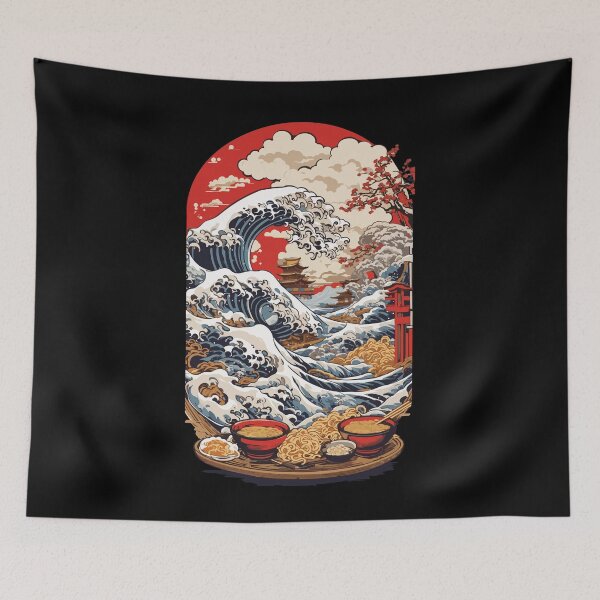 Item preview, Ukiyo-E Wave Japanese Noodle Soups Aesthetic designed and sold by LuminOrb.