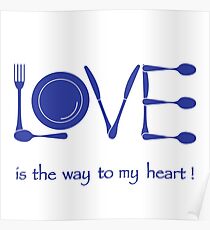 Inscription LOVE from cutlery. Poster