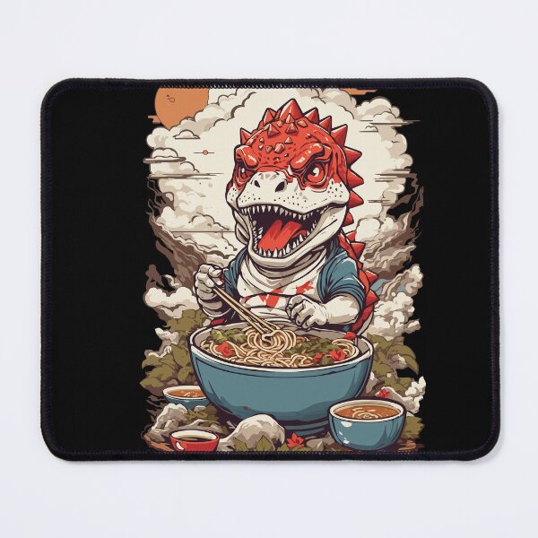 Item preview, Funny Dinosaur Eats Ramen Japanese designed and sold by LuminOrb.