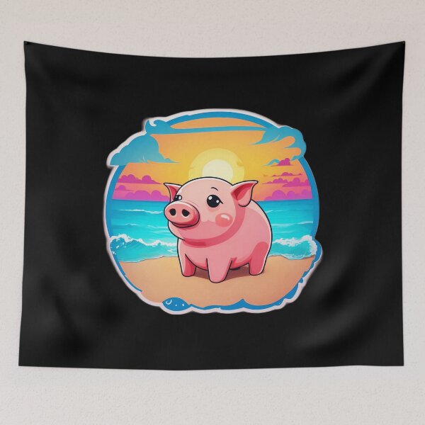 Item preview, Cute Sunset Piglet By The Beach designed and sold by NautiChic.