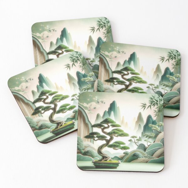 Item preview, Bonsai Tree and Faded Pastel Mountains designed and sold by HippieFarms11.