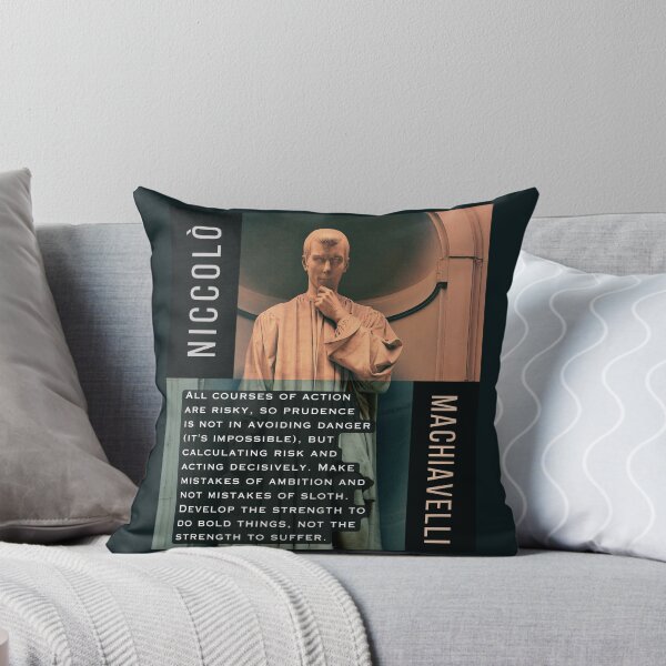 Item preview, Niccolò Machiavelli portrait and quote: All courses of action are risky, so prudence is not in avoiding danger (it's impossible)... designed and sold by artbleed.