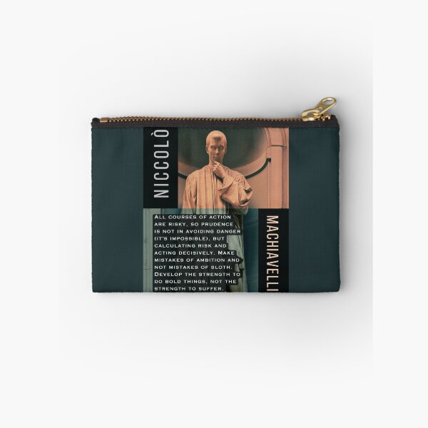 Item preview, Niccolò Machiavelli portrait and quote: All courses of action are risky, so prudence is not in avoiding danger (it's impossible)... designed and sold by artbleed.