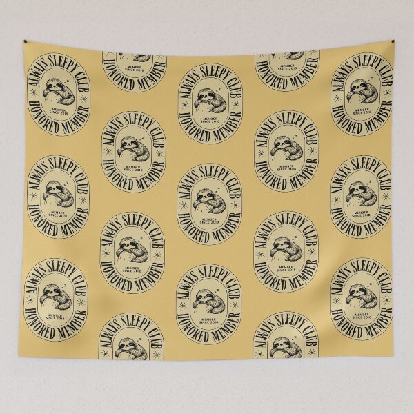 Item preview, Always Sleepy Club - Honored Member | Sloth Illustration | Yellow Background designed and sold by RM-Journey.