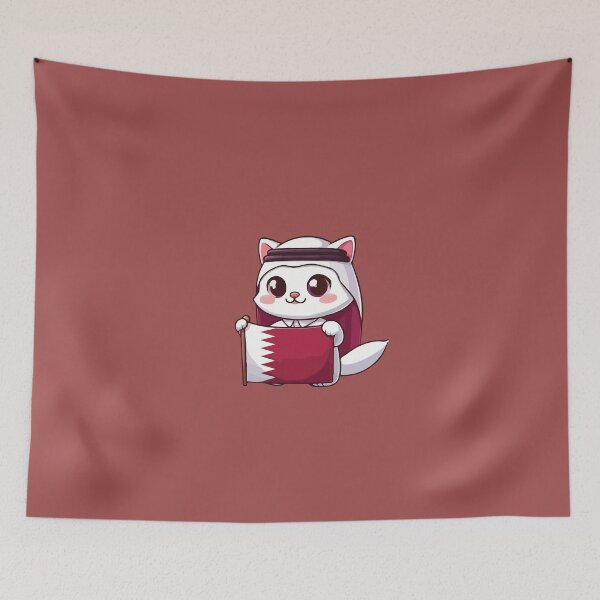 Item preview, Cat holding the State of Qatar flag designed and sold by SOMI SOMI.