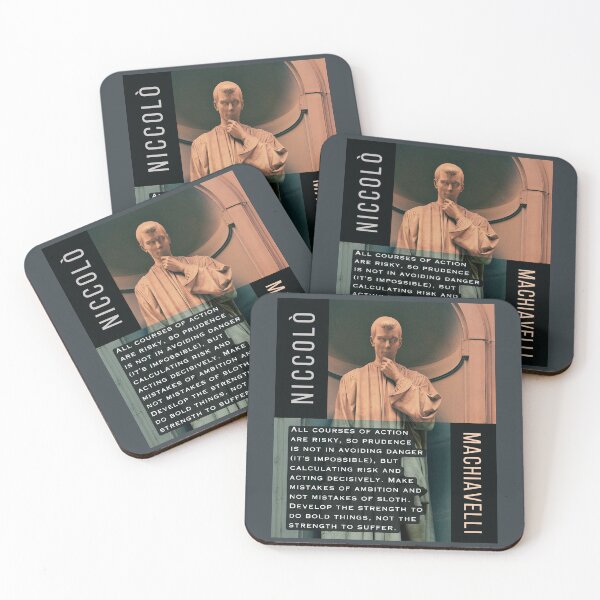 Item preview, Niccolò Machiavelli portrait and quote: All courses of action are risky, so prudence is not in avoiding danger (it's impossible)... designed and sold by artbleed.