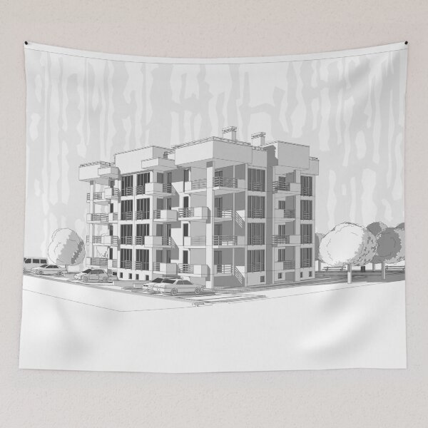 Item preview, Vector architectural project of a multistory building designed and sold by Familyshmot.