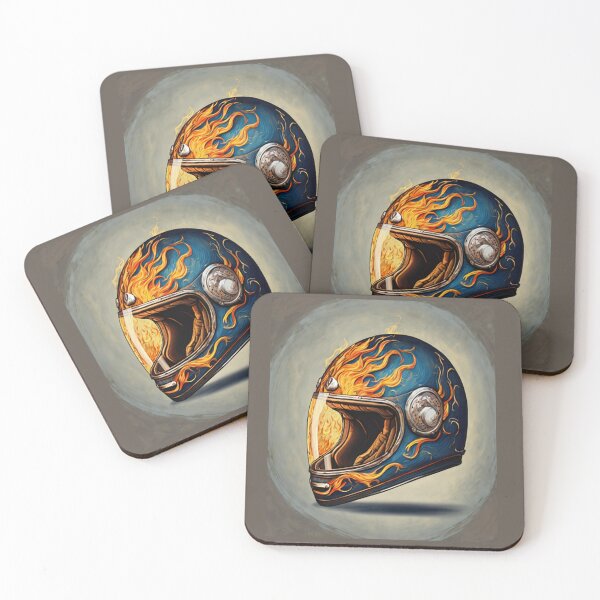 Item preview, "Flaming Motorcycle Helmet Design" designed and sold by Artisticanvas.
