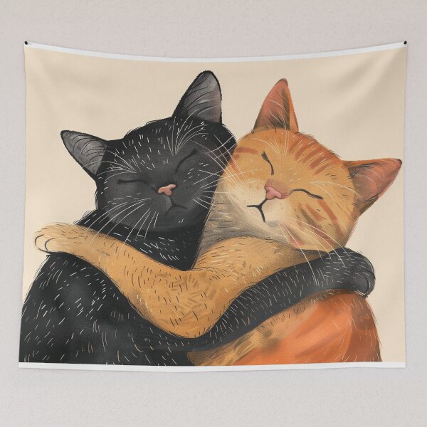 Item preview, hugging cats designed and sold by PricklyPeanut.