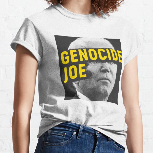 Vista previa del artículo con la obra «Joe genocidio», diseñado y vendido por AnassBachar.