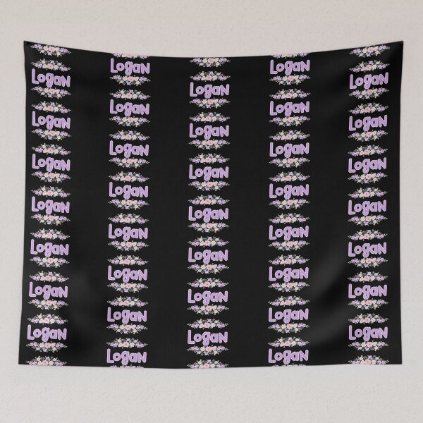 Item preview, Purple Flower Logan Name Label (Black) designed and sold by NormadWorld.