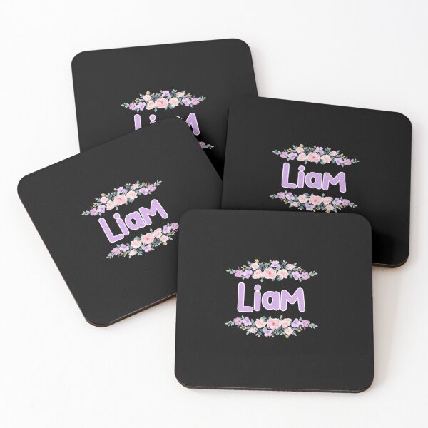 Item preview, Purple Flower Liam Name Label (Black) designed and sold by NormadWorld.