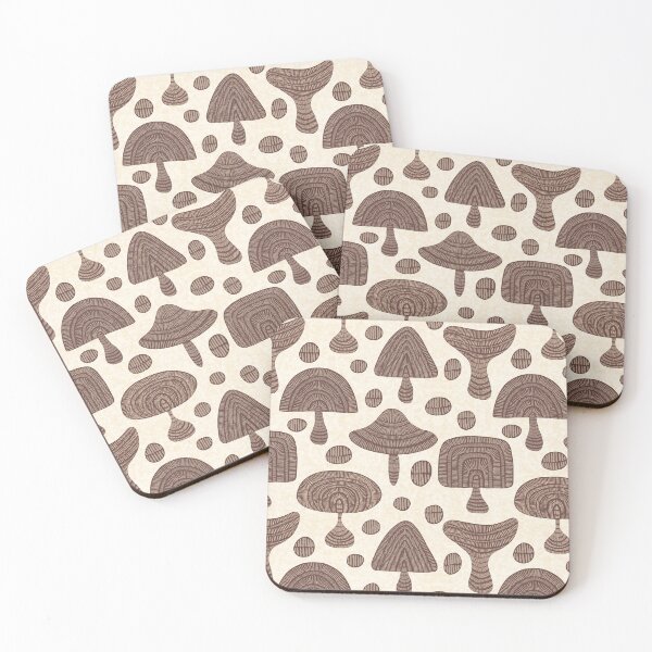 Item preview, Abstract Mushrooms - Brown on Cream designed and sold by DuckyRubin.
