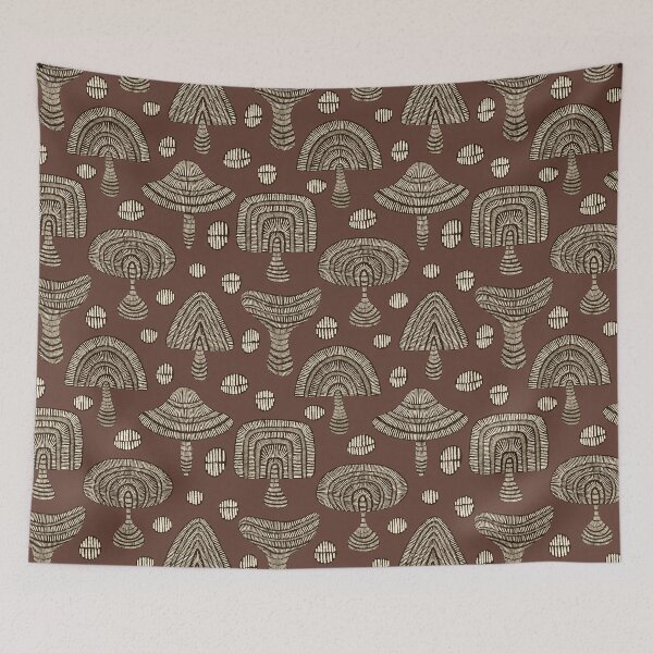 Item preview, Abstract Mushrooms - Cream on Brown designed and sold by DuckyRubin.
